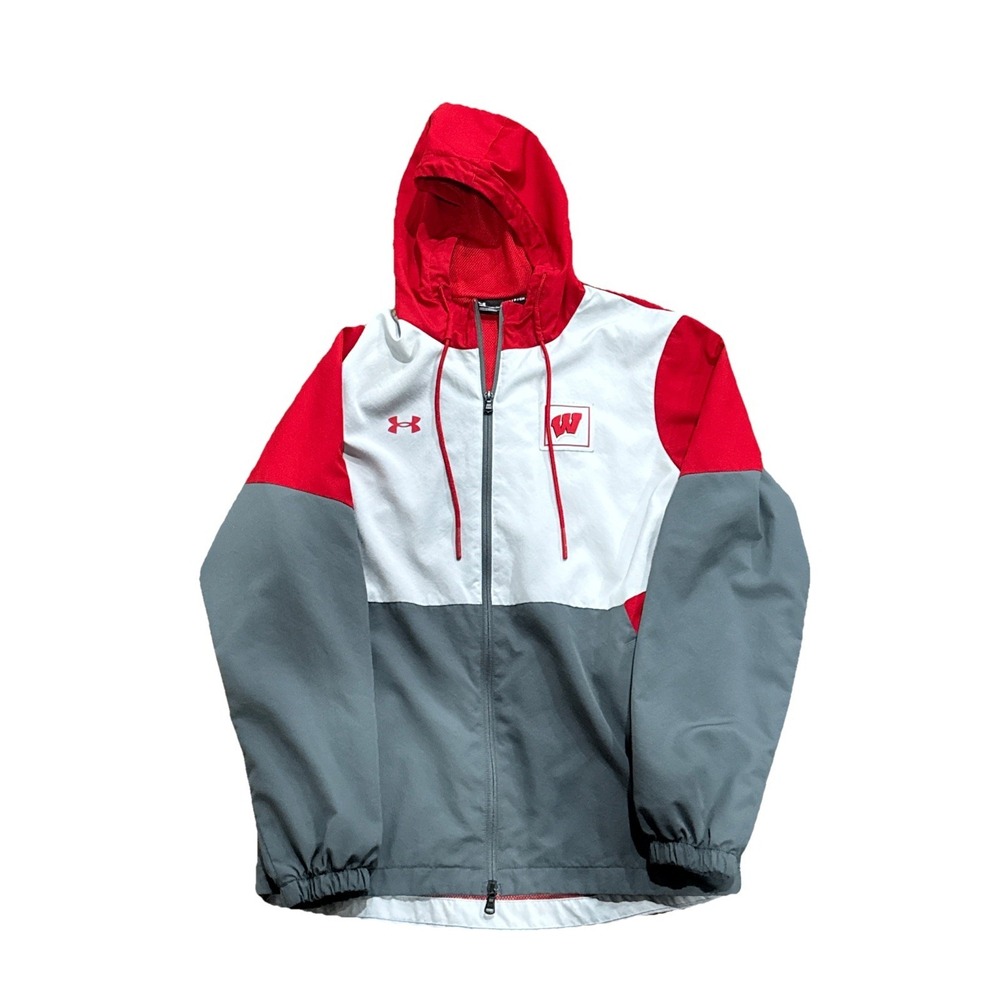 University Of Wisconsin Badgers Full Double Zip Wind Breaker Under Armour Small